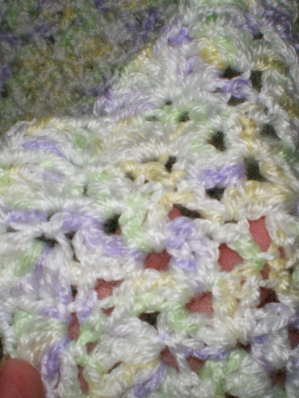 Hand Knitted Pastel Colored Lavender and Mint Green Soft Baby Blanket